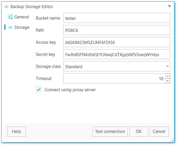 Backup storage editor -Amazon S3