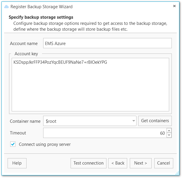 Backup target wizard - Ms Azure settings