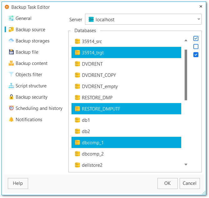 Task editor - Backup source