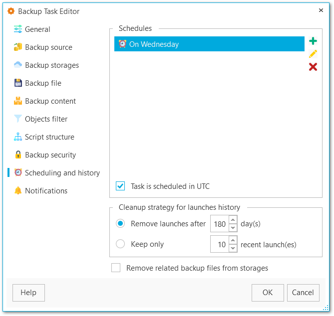 Task editor - Scheduling