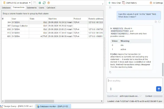 SQLManager for Interbase - Монитор базы данных
