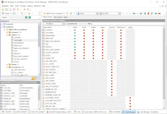 SQLManager for Interbase - менеджер привилегий