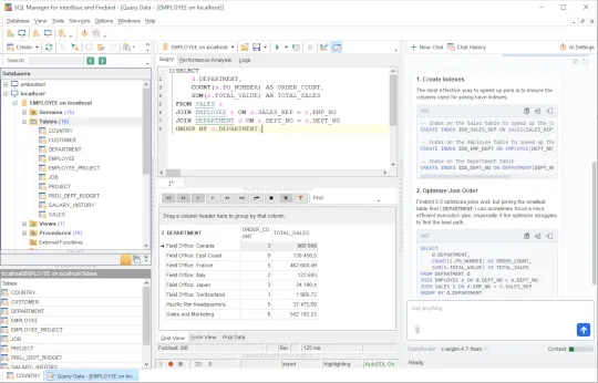 Главное окно EMS SQL Manager for InterBase для проектирования, изучения баз данных и управления ими