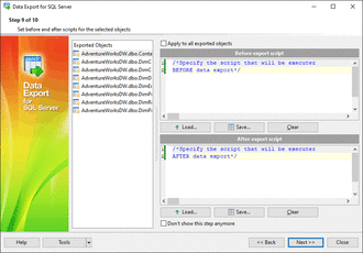 Задание скриптов До и После