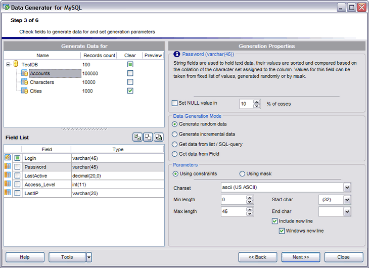 EMS Data Generator for MySQL