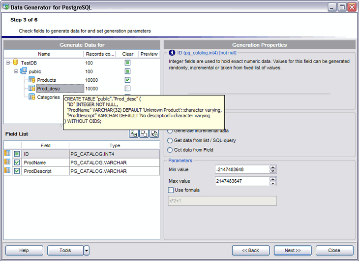 EMS Data Generator for PostgreSQL