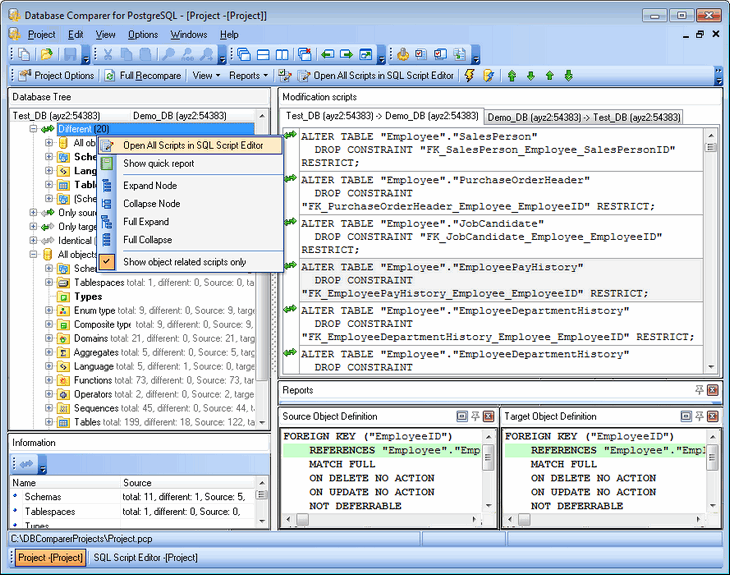 Postgresql order by. Ems data comparer. Ems DB extract.