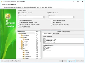 Установка параметров сравнения