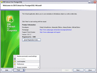 Восстановление параметров извлечения из шаблона
